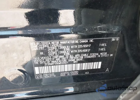 2019 Toyota Rav4 Xle from USA, damaged, VIN 2T3RWRFVXKW032921